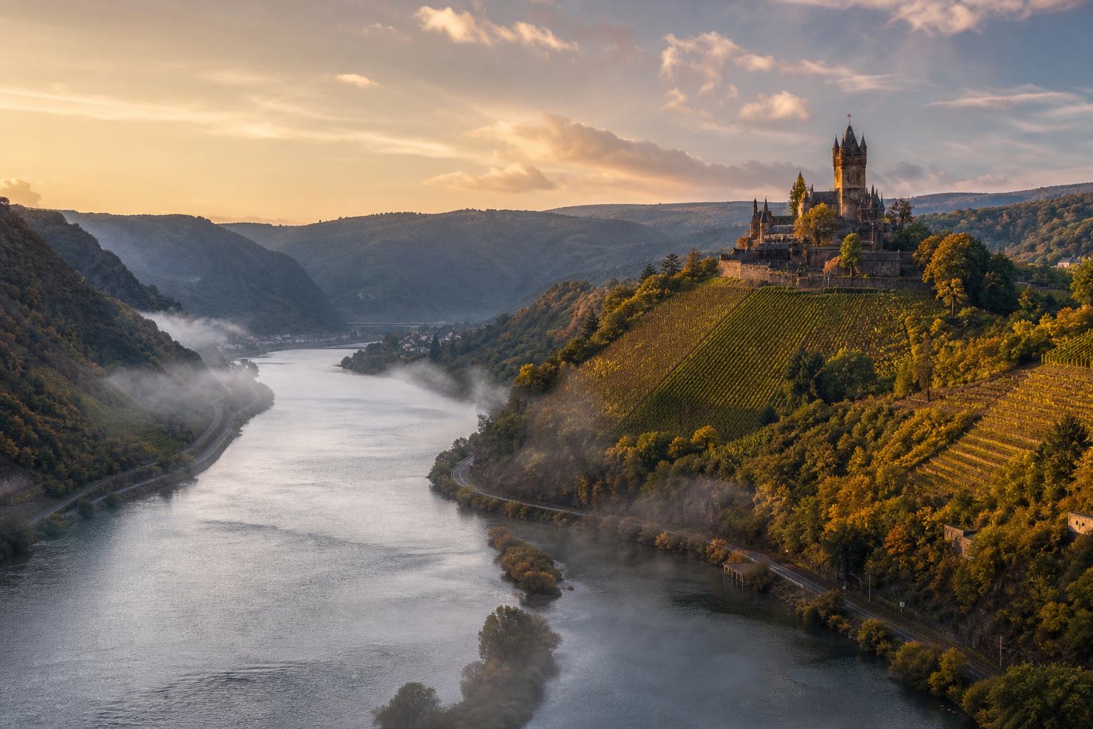 Rheinlandschaft mit Burg